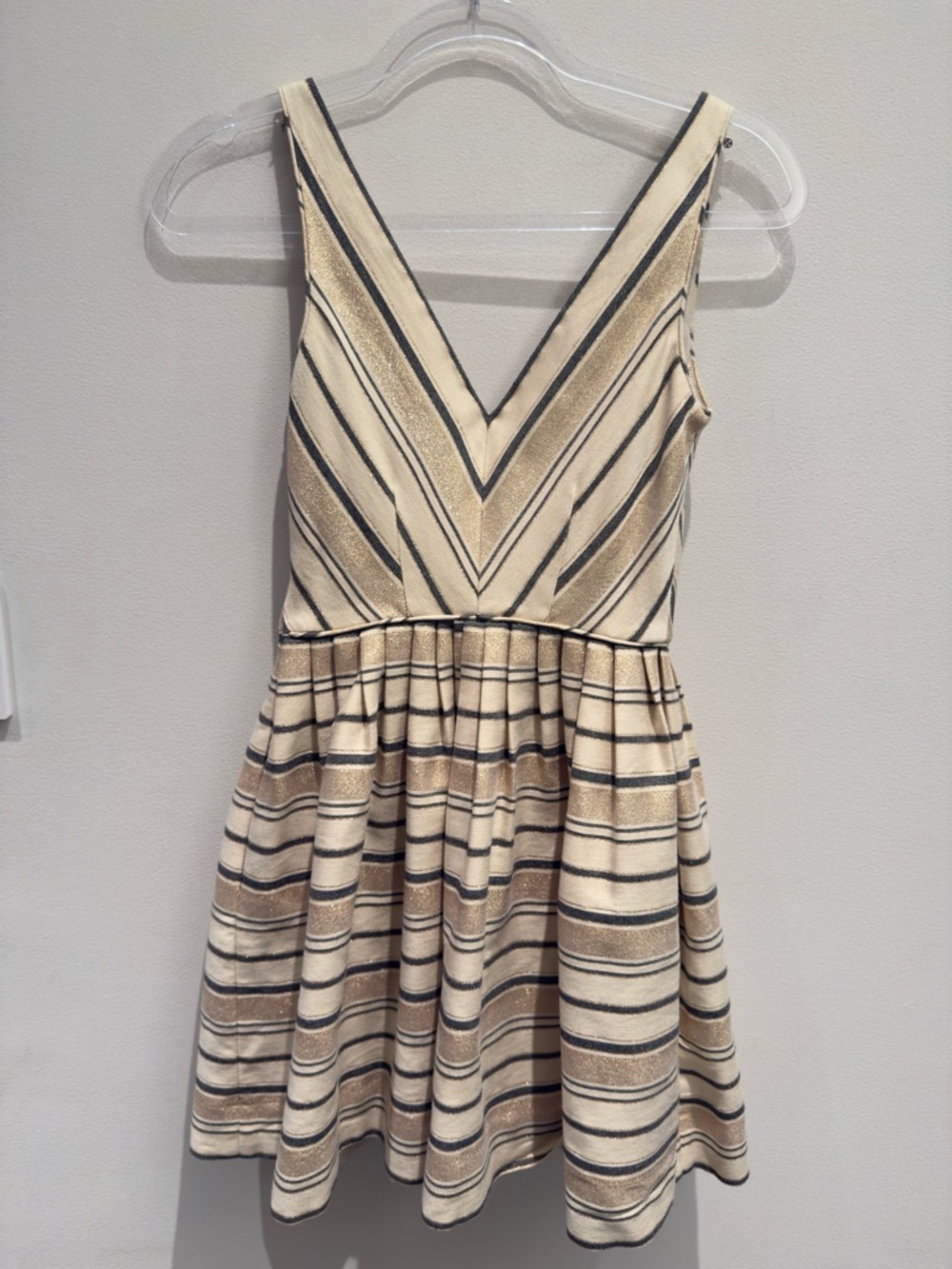 J.Crew Gold & Navy Striped Sleeveless Candy Fit & Flare Dress Size 00 Women’s